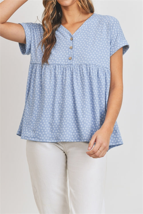 Button Detail Babydoll Tee