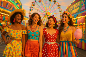 women at a carnival in fun fashion