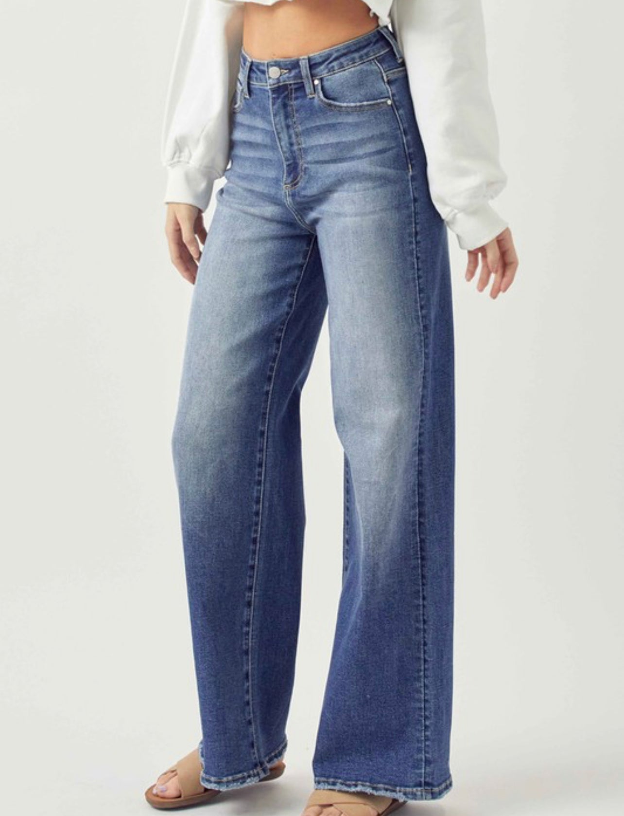 Risen Wide Leg Denim