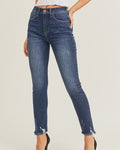 High Rise Frayed Denim Jeans