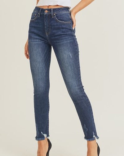 High Rise Frayed Denim Jeans