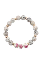 Load image into Gallery viewer, Floral Painted Stone Bracelet