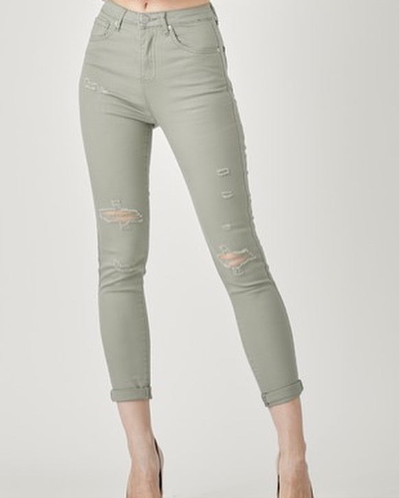 Sage Distressed Denim Pants