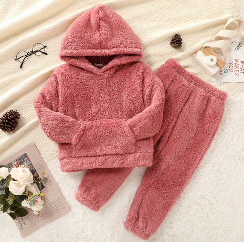 Kids Pink Fuzzy Sweatsuit