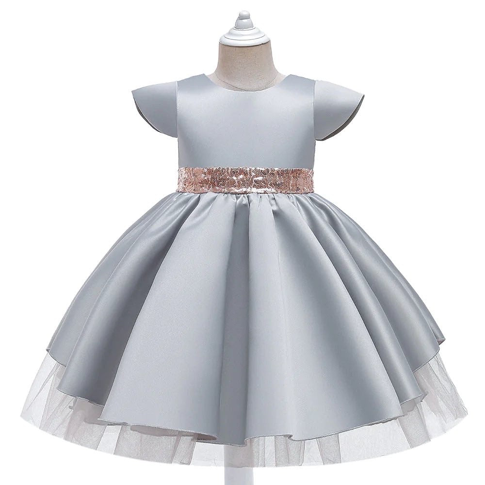 Kids Silver Dress with Rose Gold Sequins