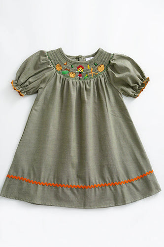 Pumpkin Embroidered Dress