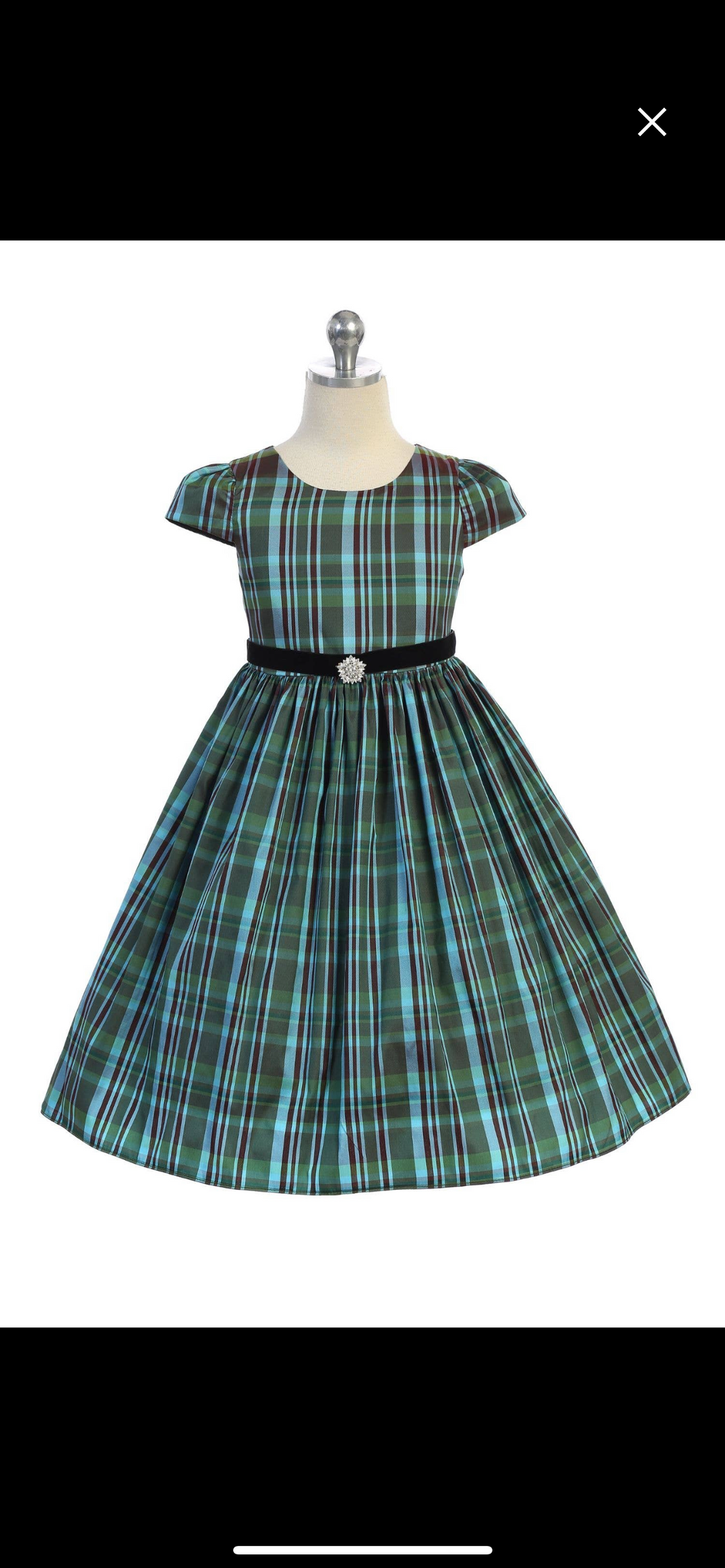 Green Plaid Party Dress