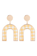 Checkered Print Yellow Earrings