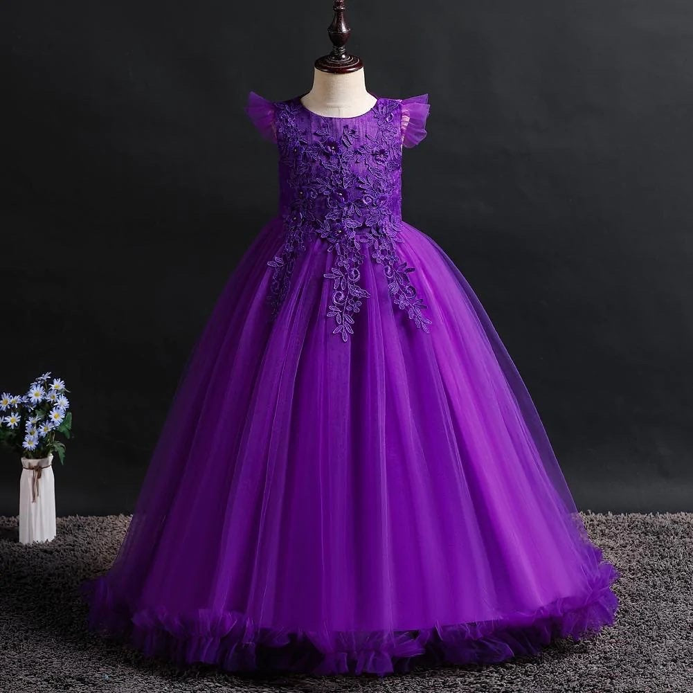 Kids Long Formal Purple Dress