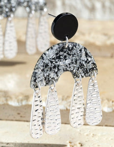 Black and Silver Chandelier Earrings