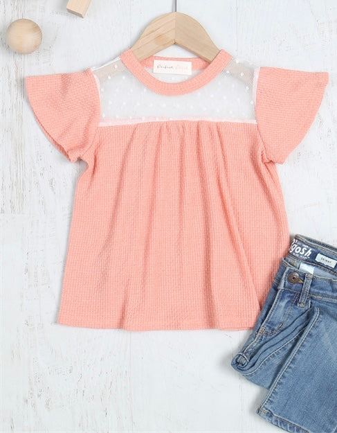 Peach Flutter Sleeve Top