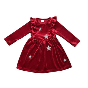 Velvet Star Ruffle Dress