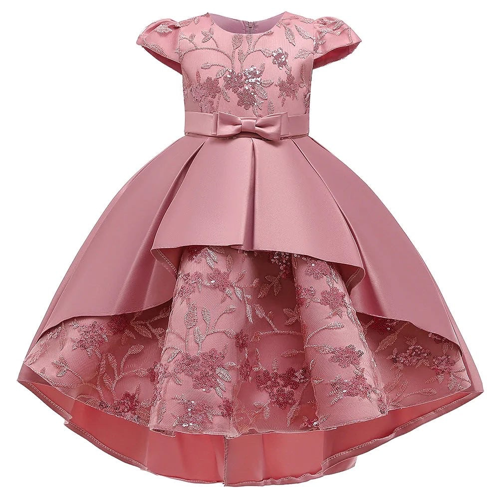 Kids Pink Sequin Embroidered Dress
