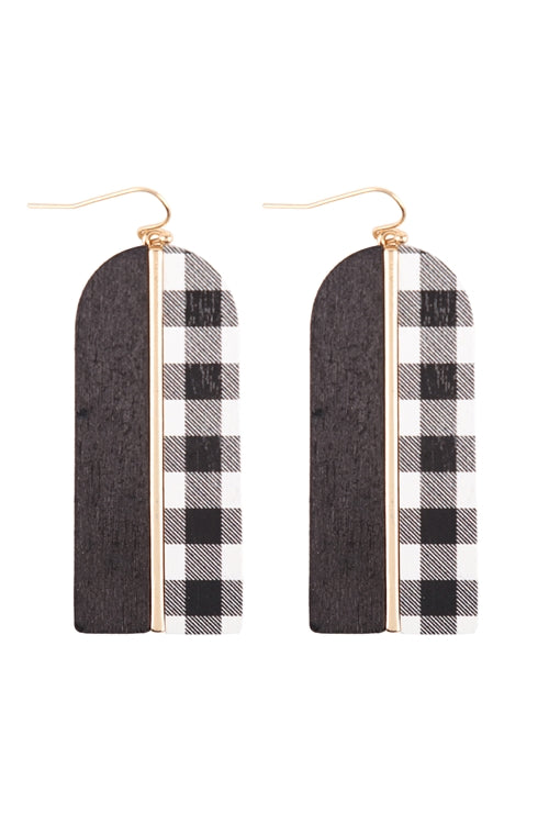 Buffalo Plaid Wood Earrings
