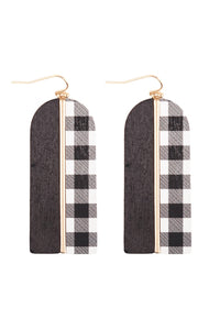 Buffalo Plaid Wood Earrings